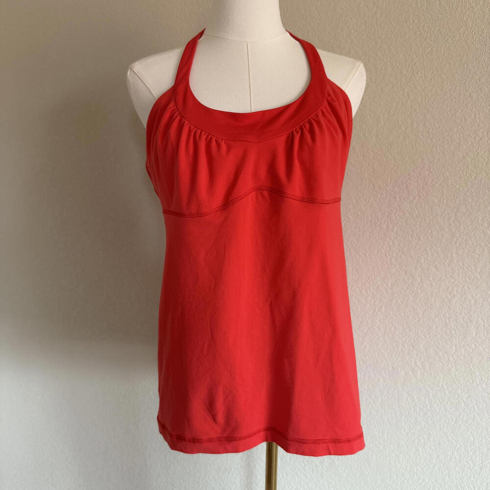 Lululemon Red Activewear Top Built In Sports Bra Size 8